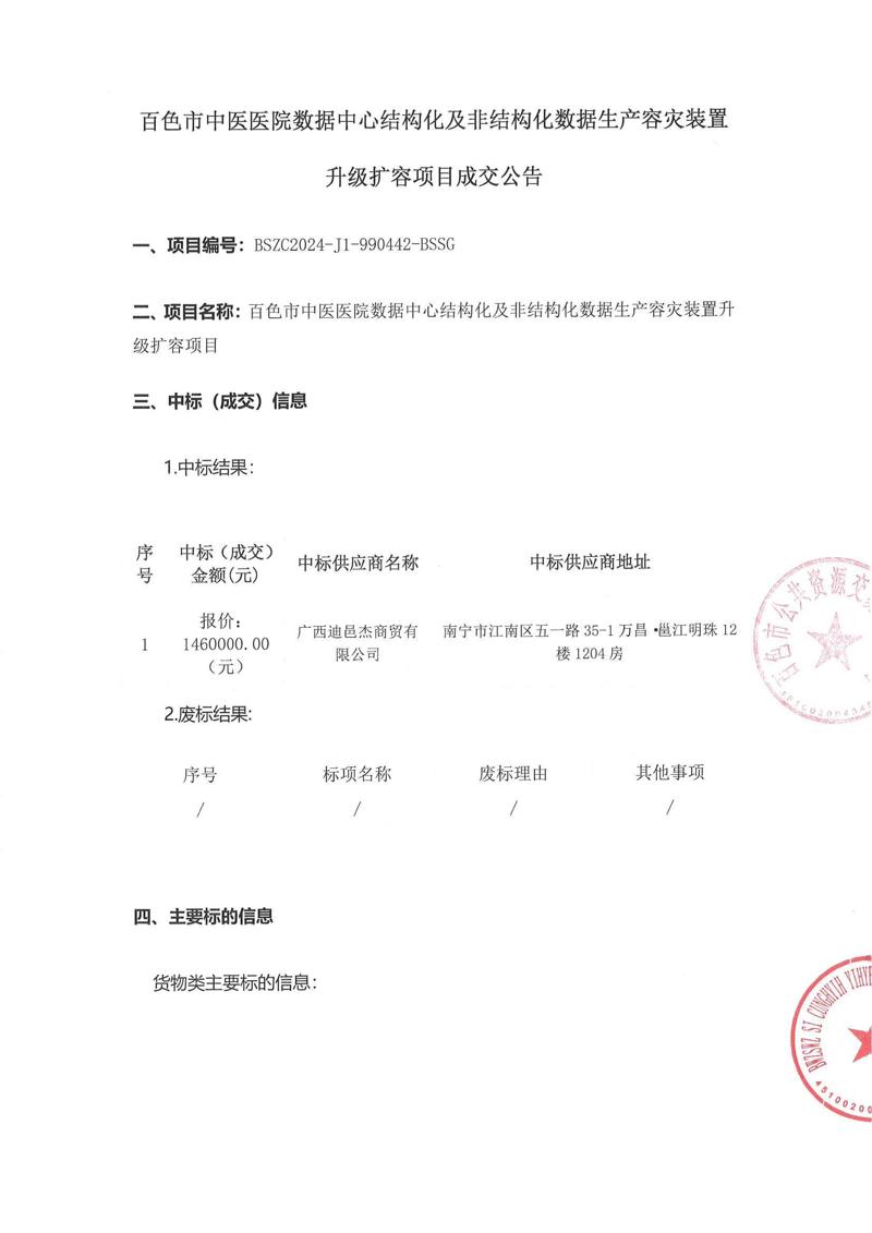 威尼斯vns08866数据中心结构化及非结构化数据生产容灾装置升级扩容项目成交公告